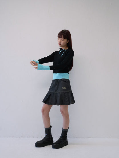 asymmetric collar rib tops