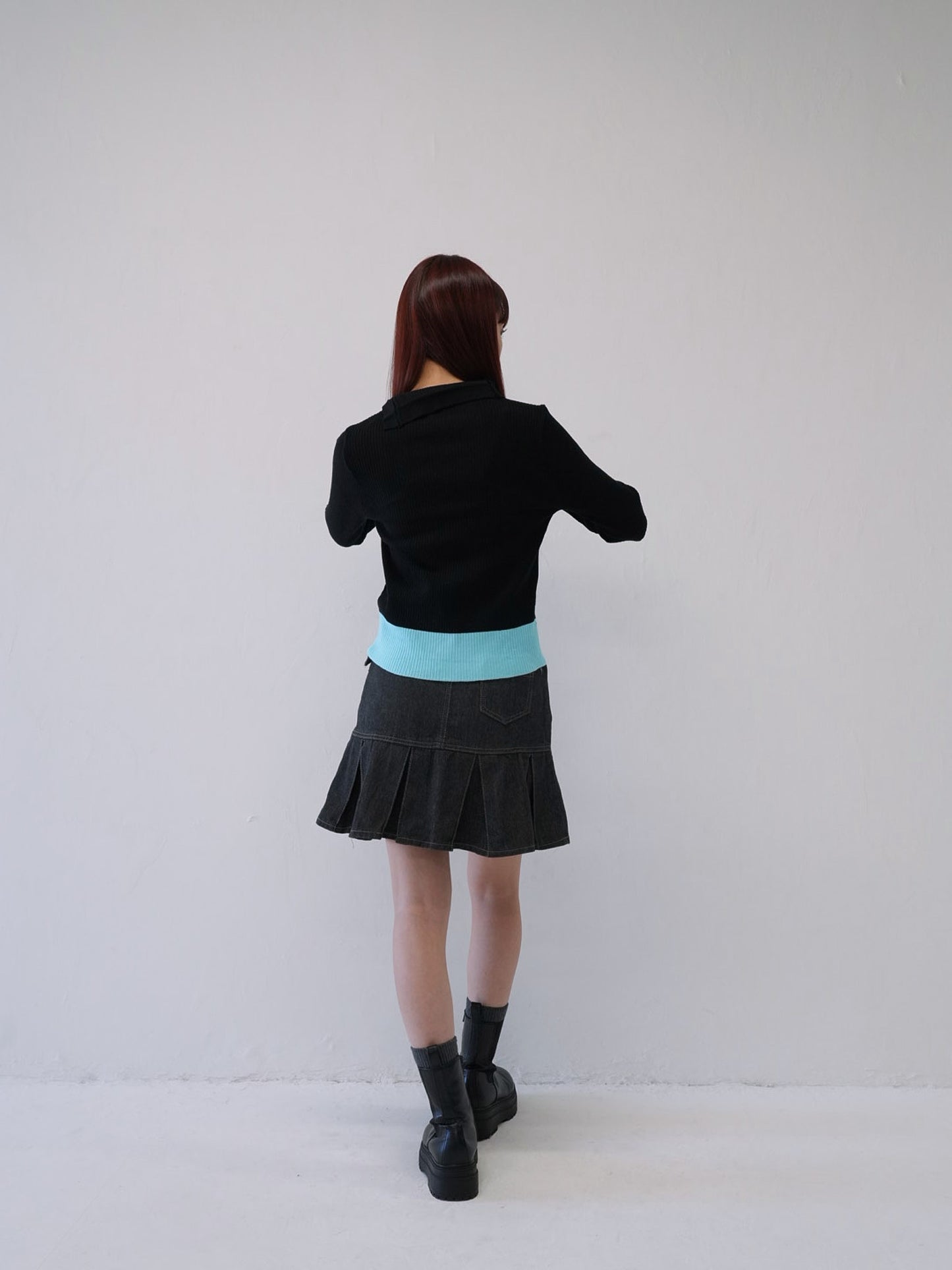 asymmetric collar rib tops