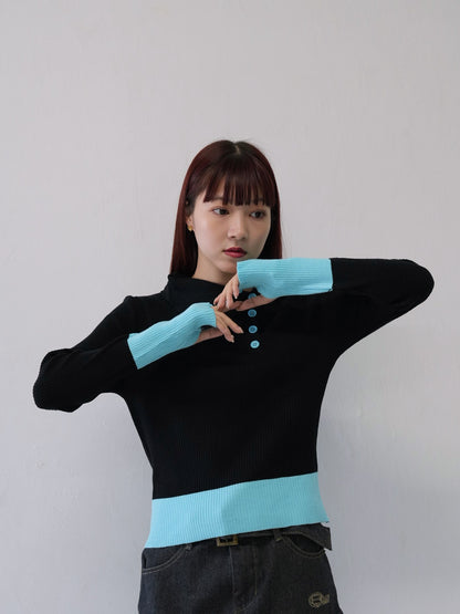 asymmetric collar rib tops