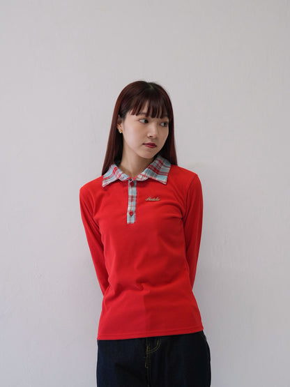 layered check collar top