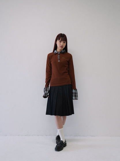 layered check collar top