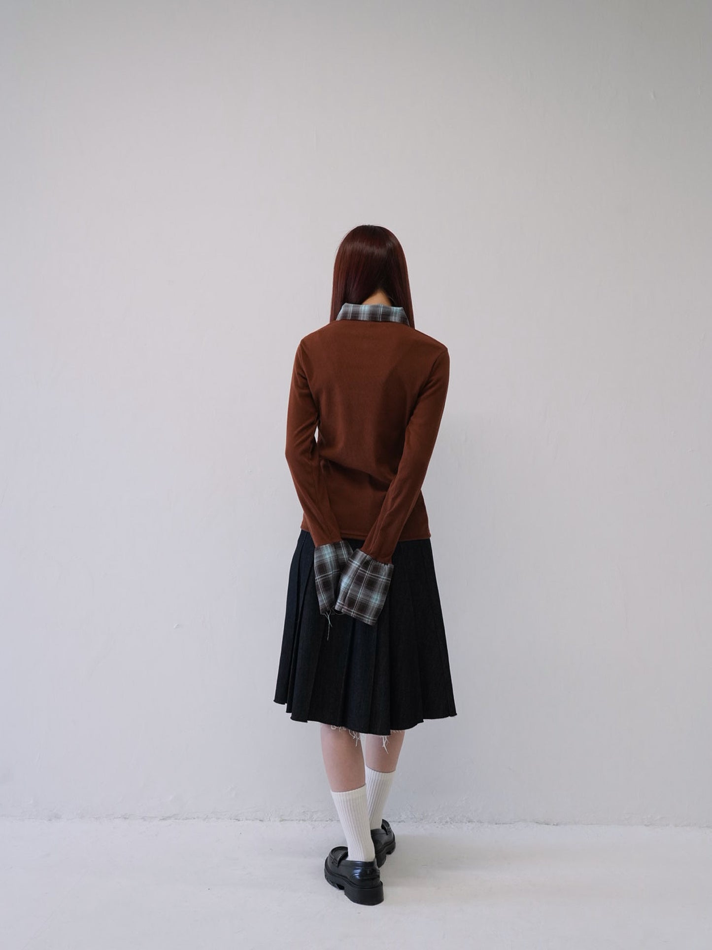 layered check collar top