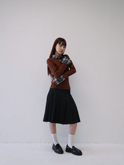 layered check collar top