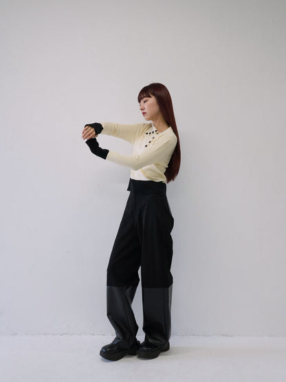 asymmetric collar rib tops