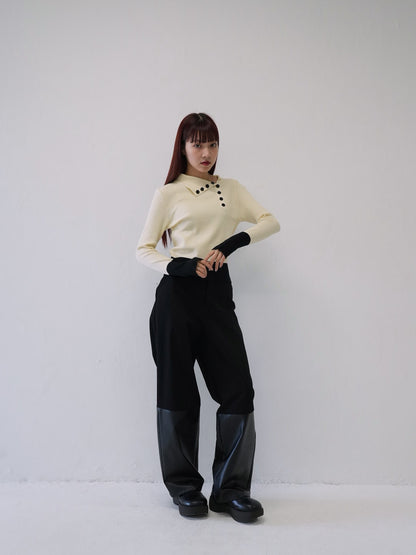 asymmetric collar rib tops