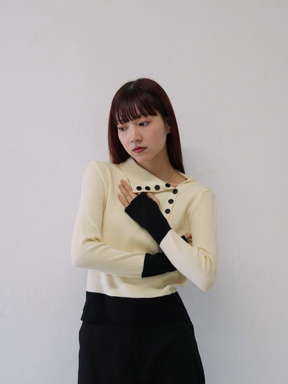 asymmetric collar rib tops