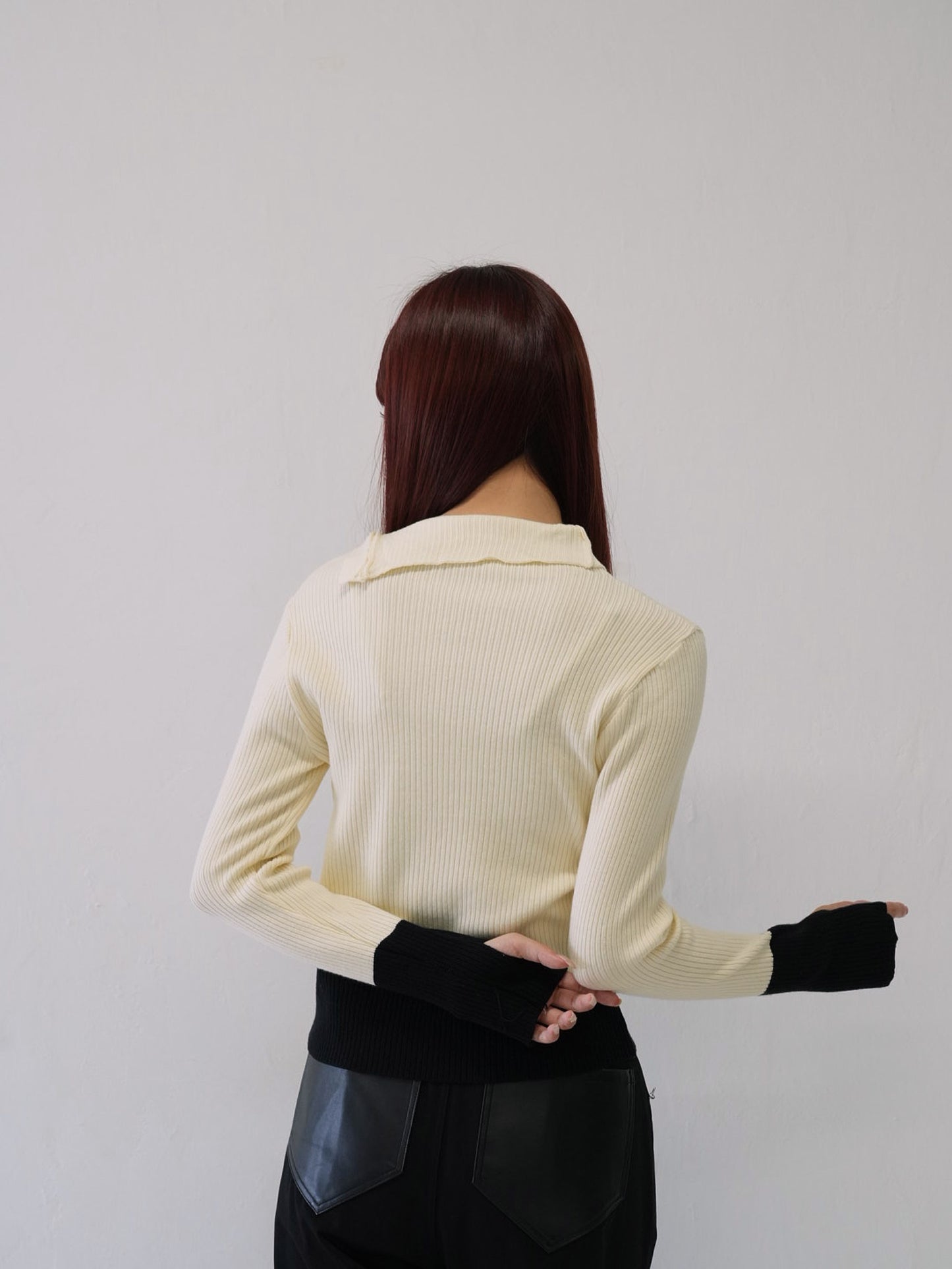 asymmetric collar rib tops