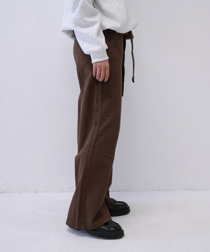 check belt wide pants