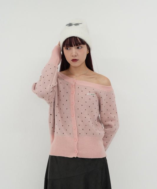 off shoulder dot cardigan