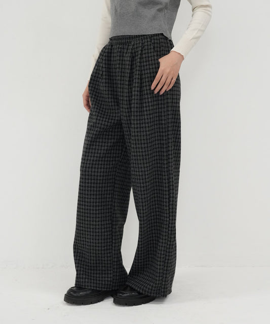 checked wide leg pants
