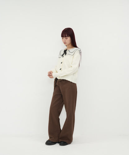 check belt wide pants