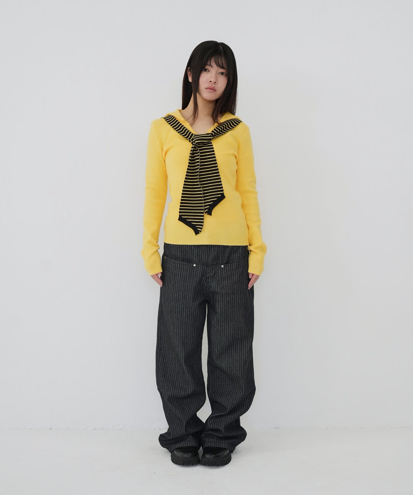 stripe tie sailor knit