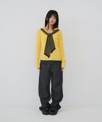 stripe tie sailor knit