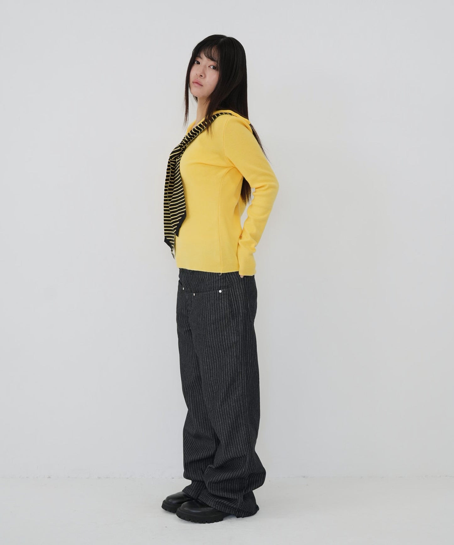 stripe tie sailor knit