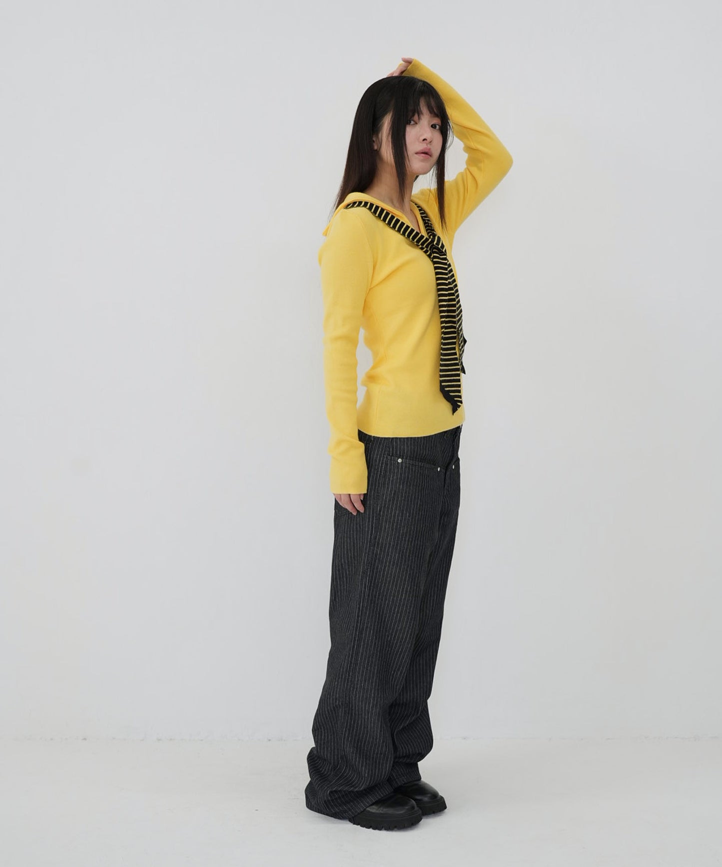 stripe tie sailor knit