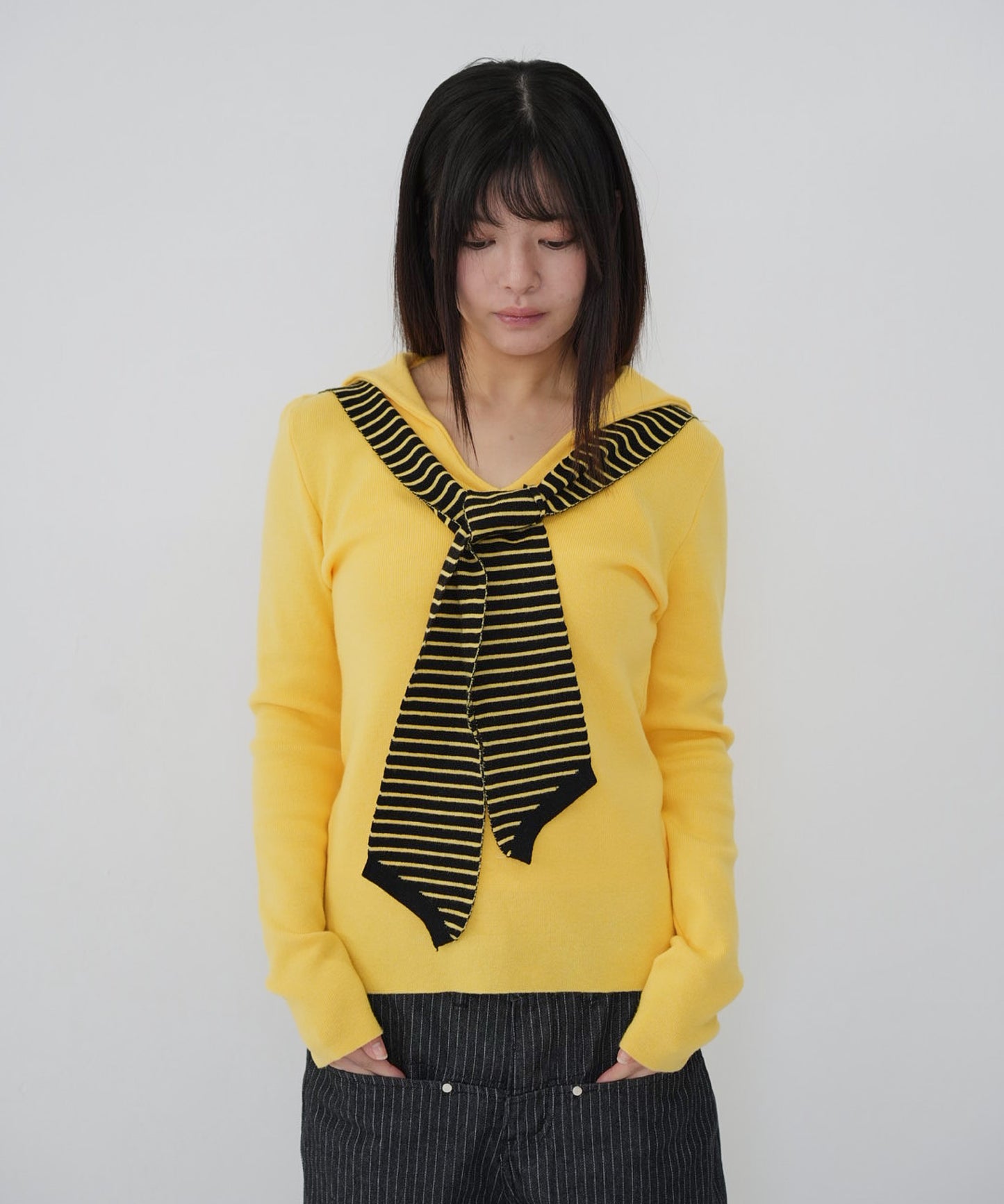 stripe tie sailor knit