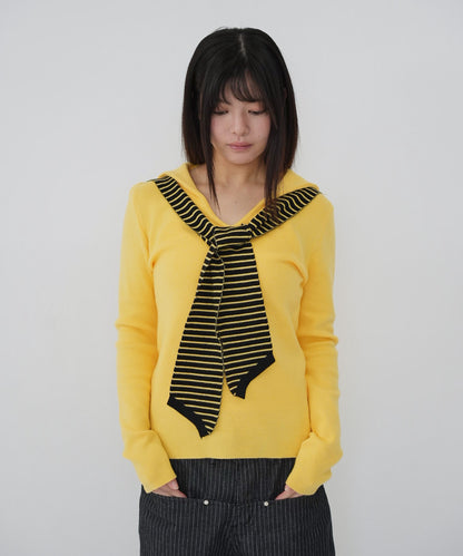 stripe tie sailor knit