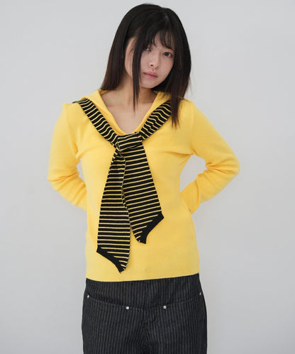 stripe tie sailor knit