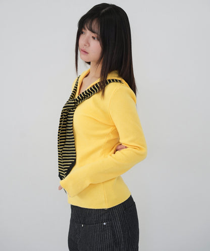 stripe tie sailor knit