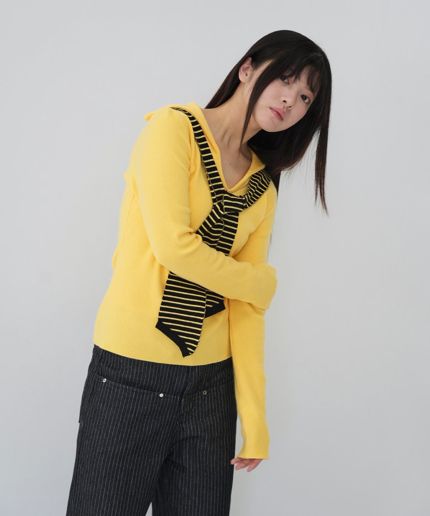 stripe tie sailor knit