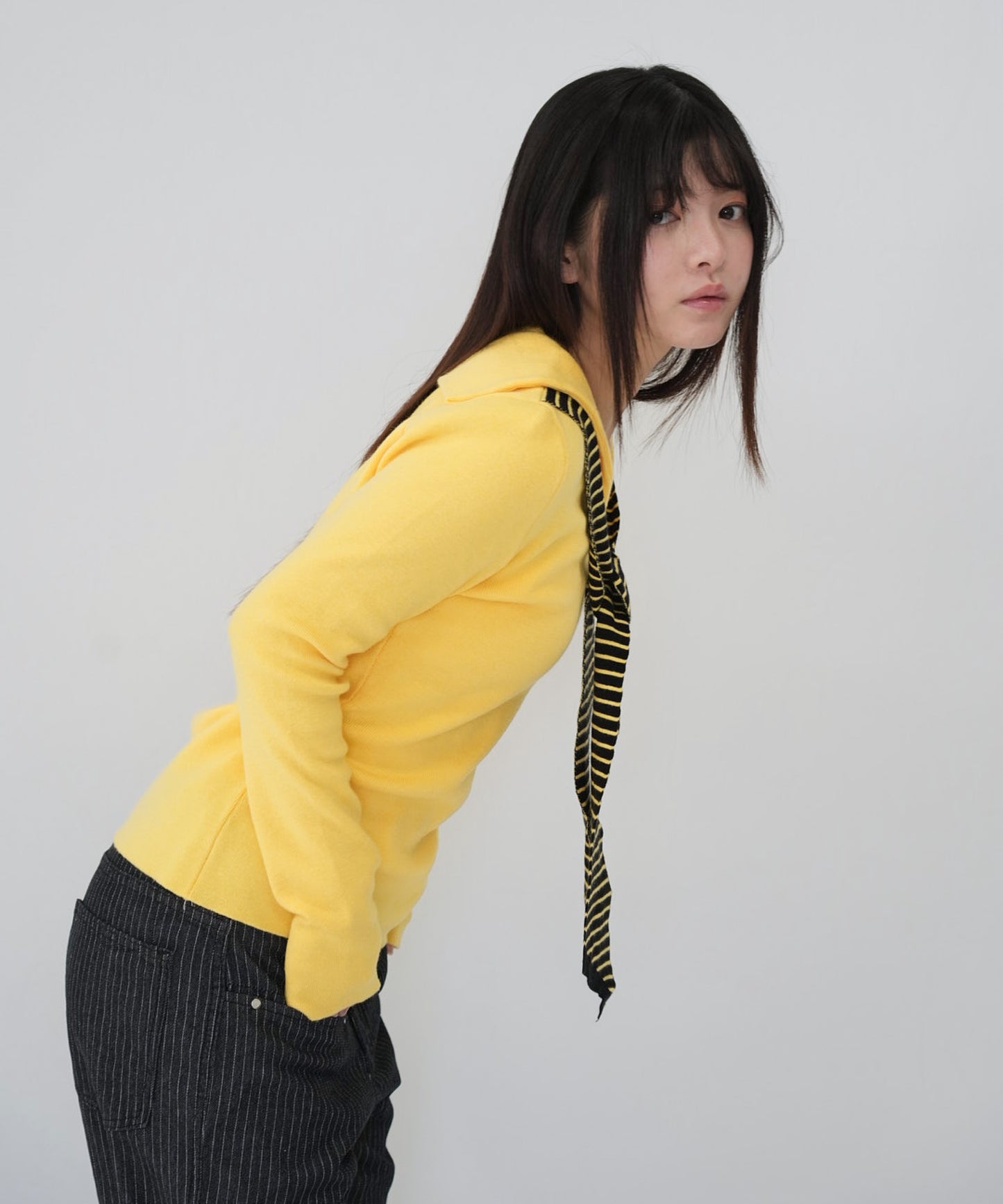 stripe tie sailor knit