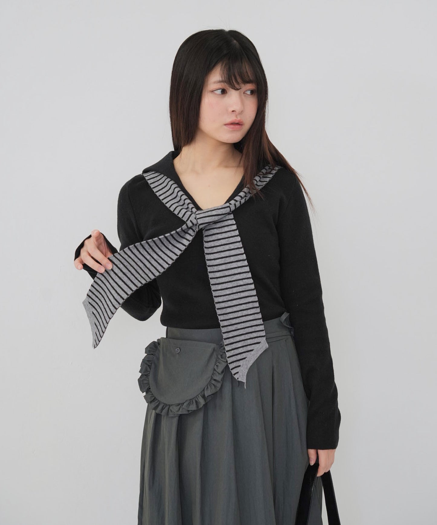 stripe tie sailor knit