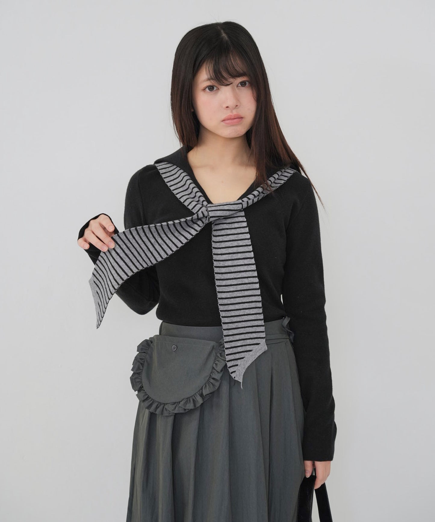 stripe tie sailor knit