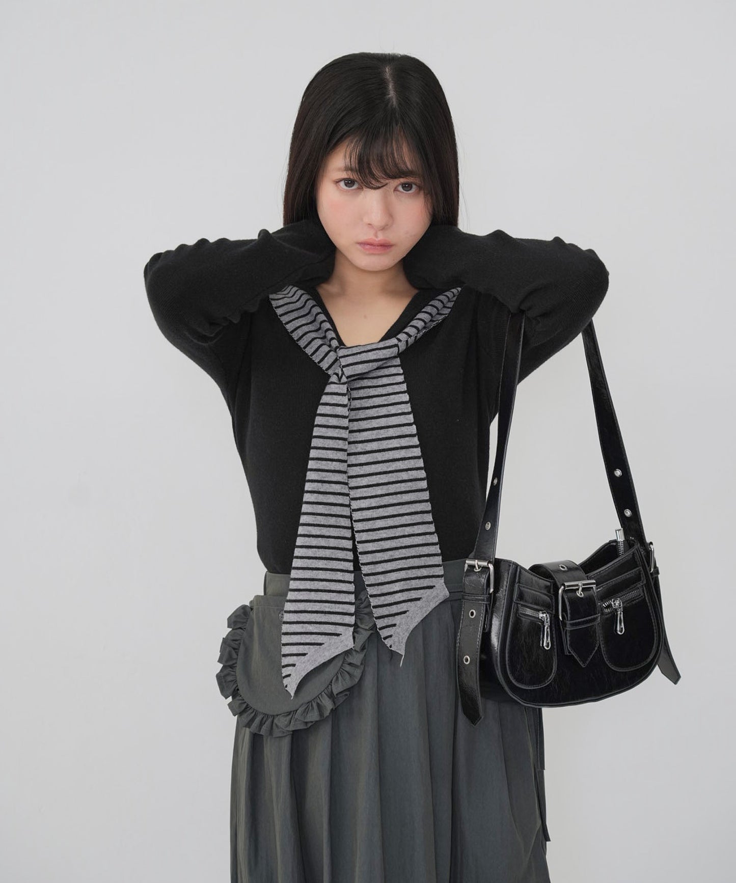 stripe tie sailor knit