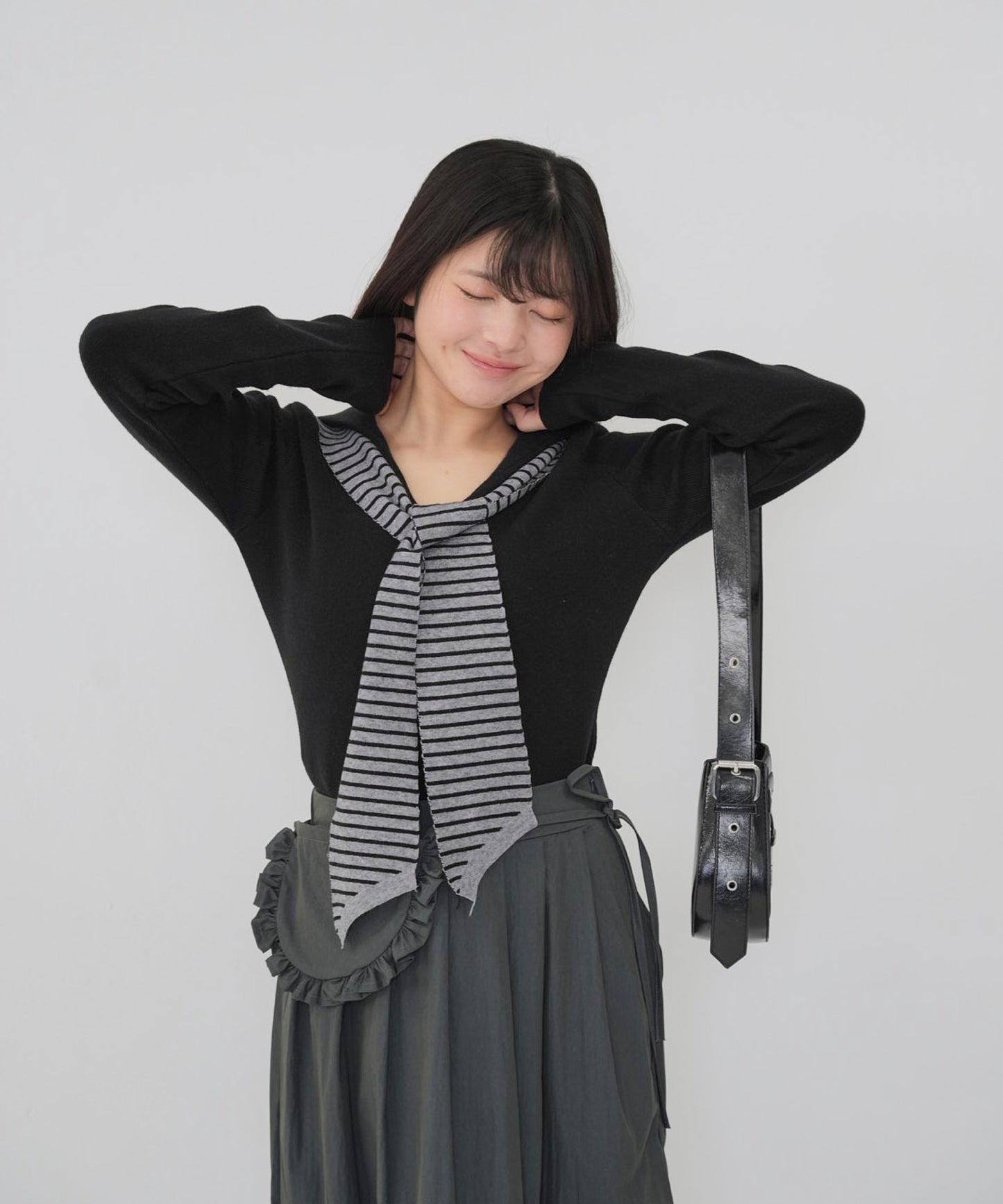 stripe tie sailor knit