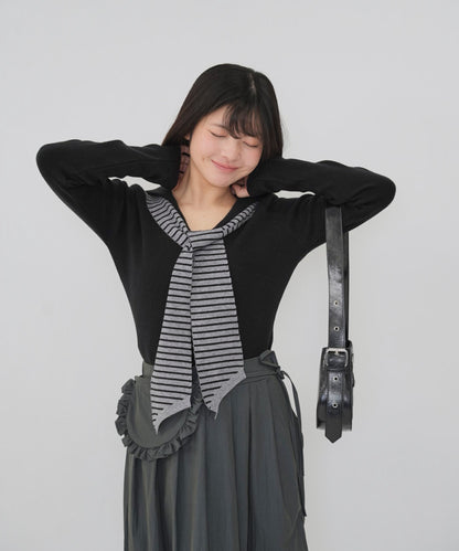 stripe tie sailor knit