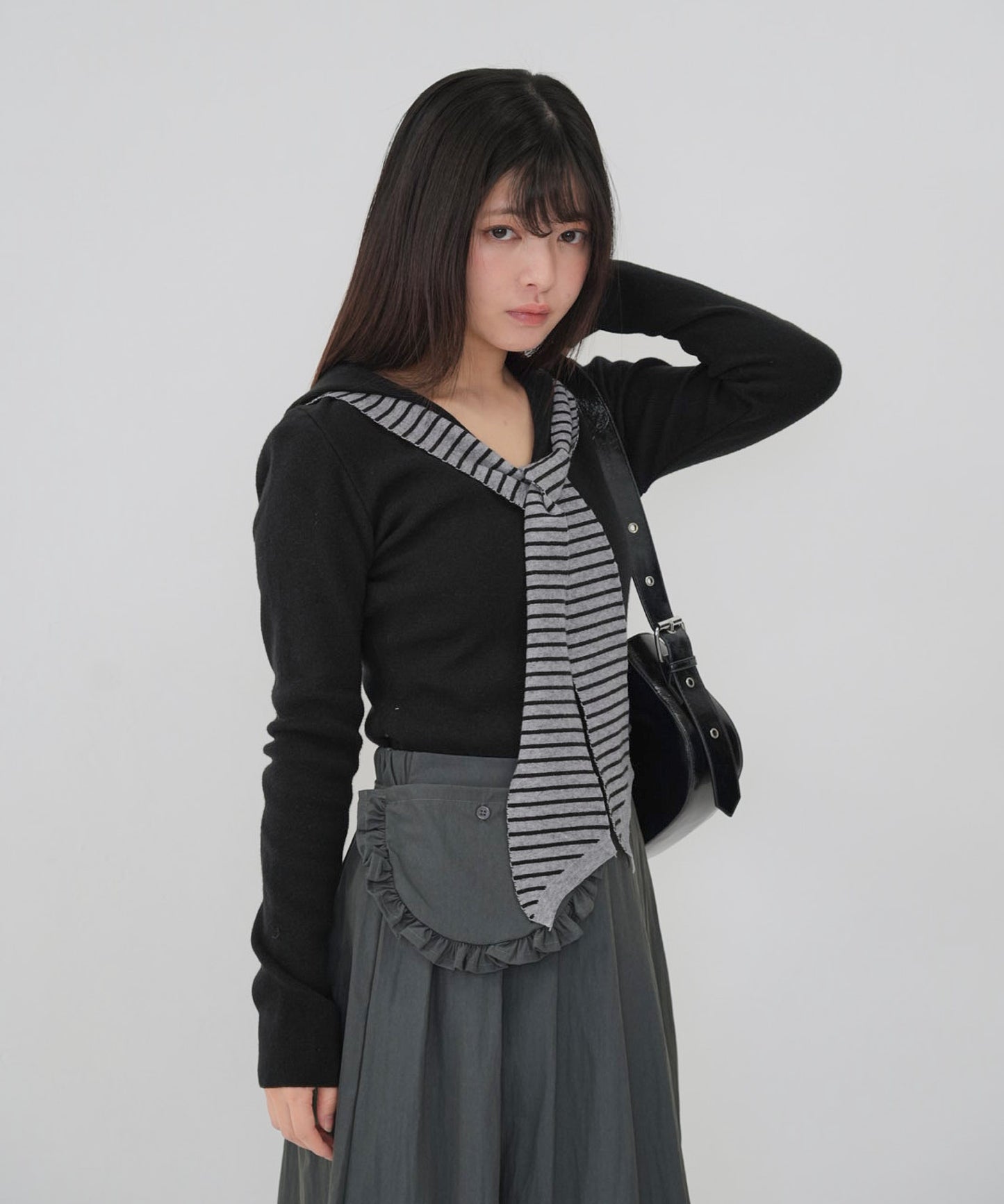 stripe tie sailor knit