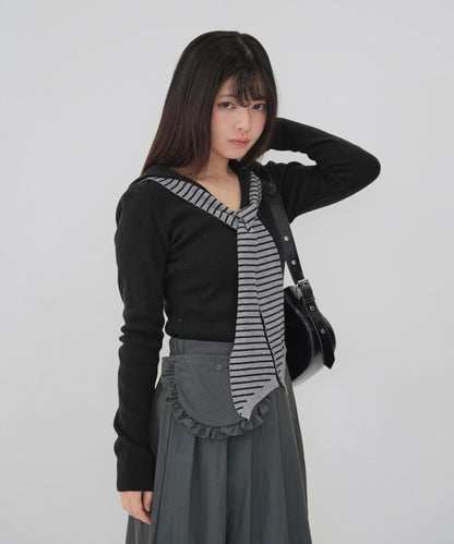 stripe tie sailor knit