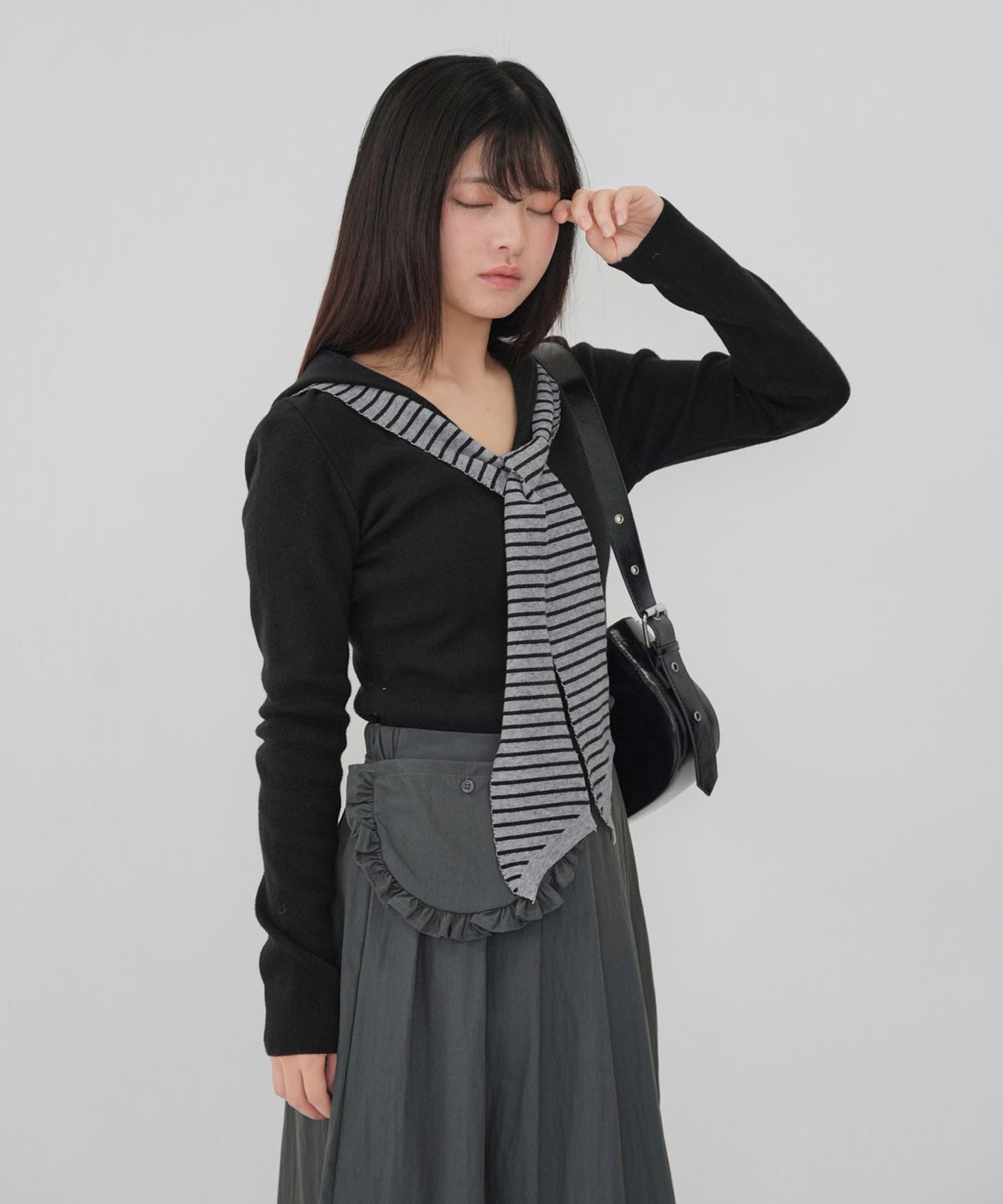 stripe tie sailor knit