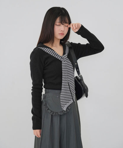 stripe tie sailor knit