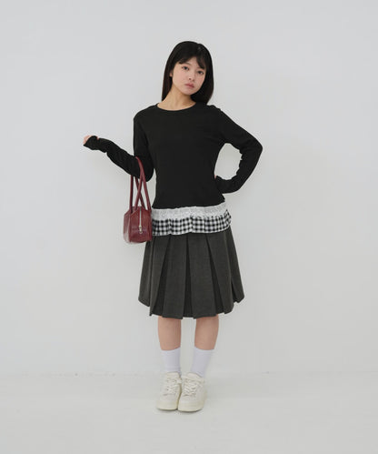 layered frill long sleeve tee