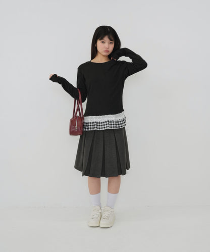 layered frill long sleeve tee