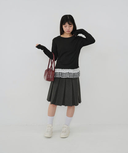 layered frill long sleeve tee