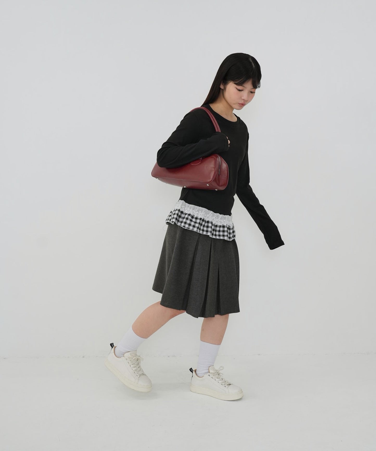 layered frill long sleeve tee