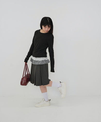 layered frill long sleeve tee