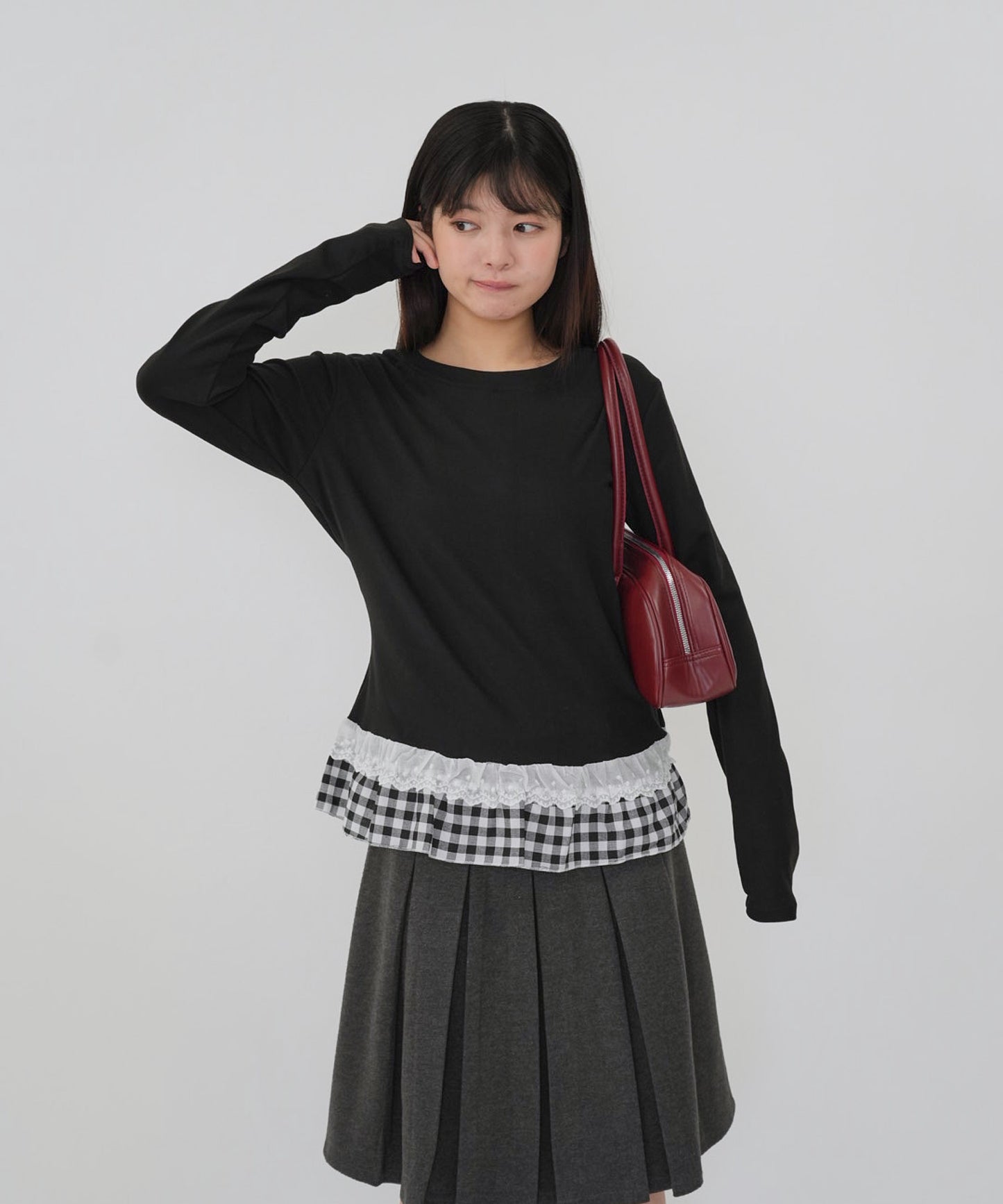 layered frill long sleeve tee