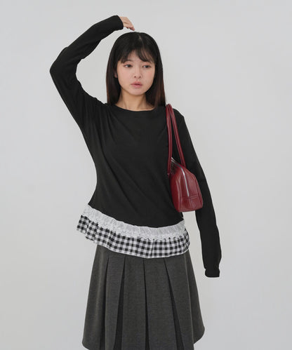 layered frill long sleeve tee