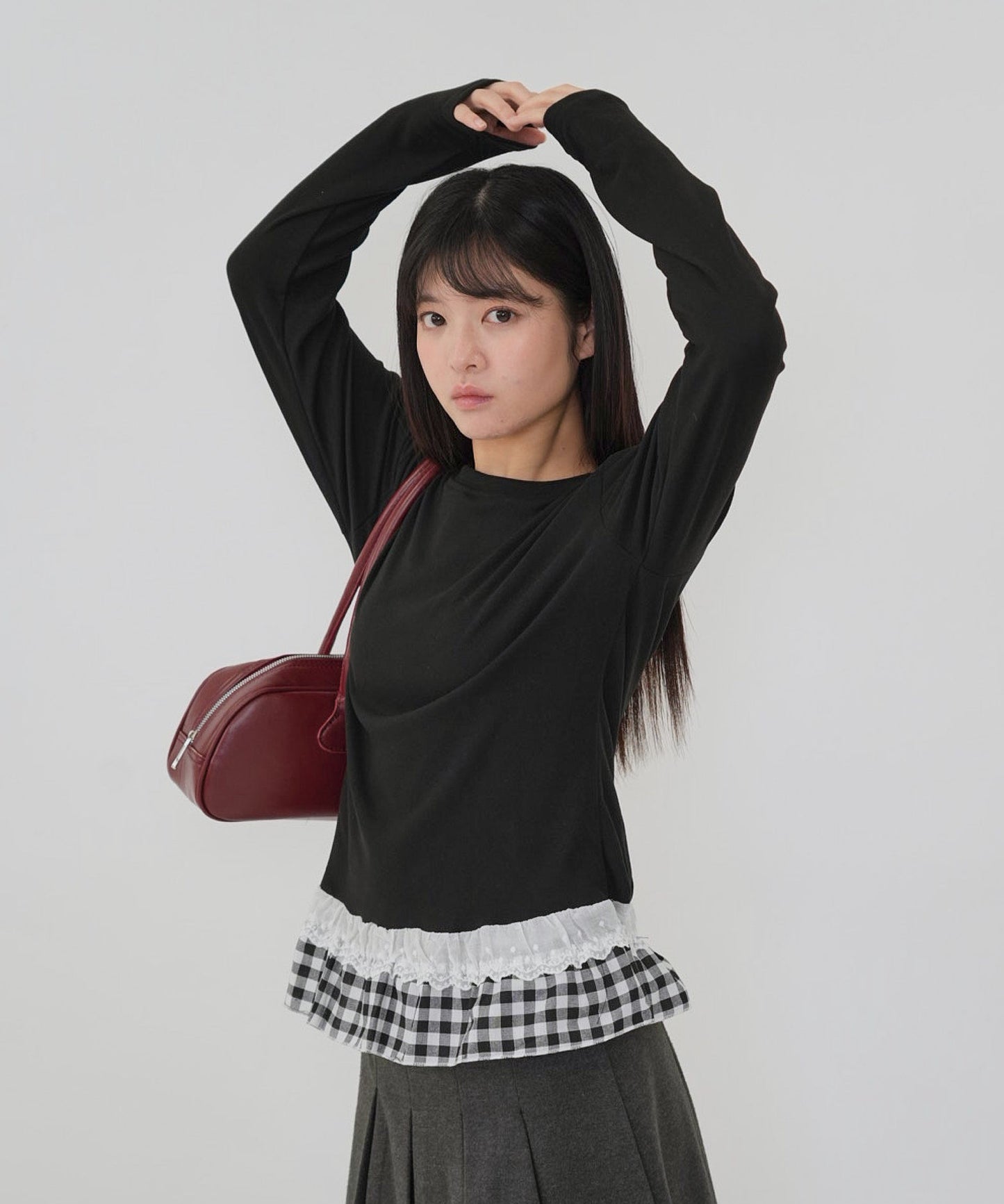 layered frill long sleeve tee
