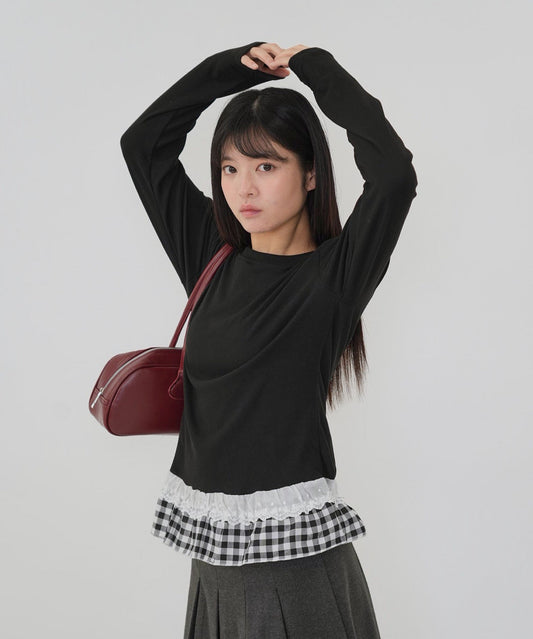 layered frill long sleeve tee