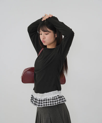 layered frill long sleeve tee