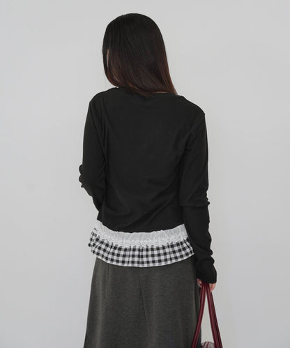 layered frill long sleeve tee