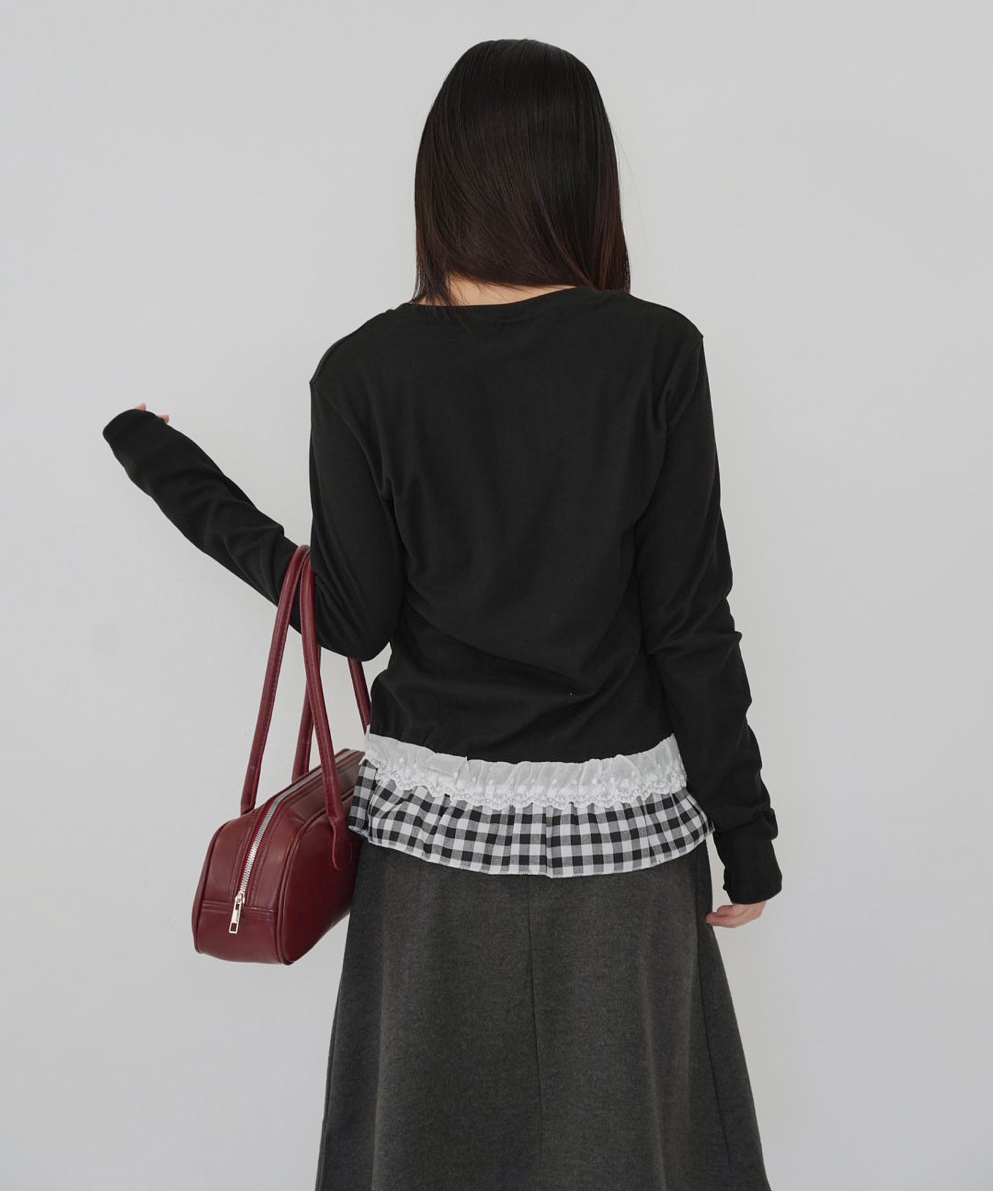 layered frill long sleeve tee