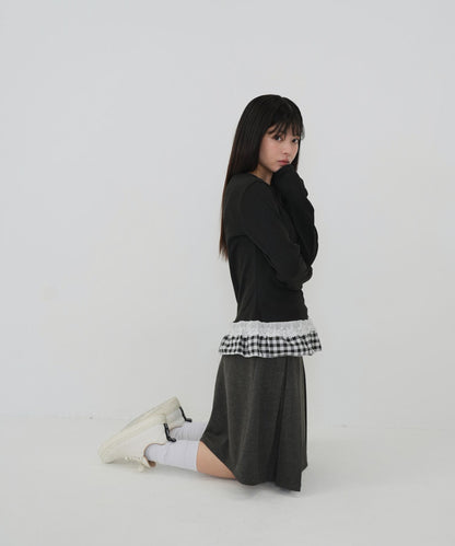 layered frill long sleeve tee