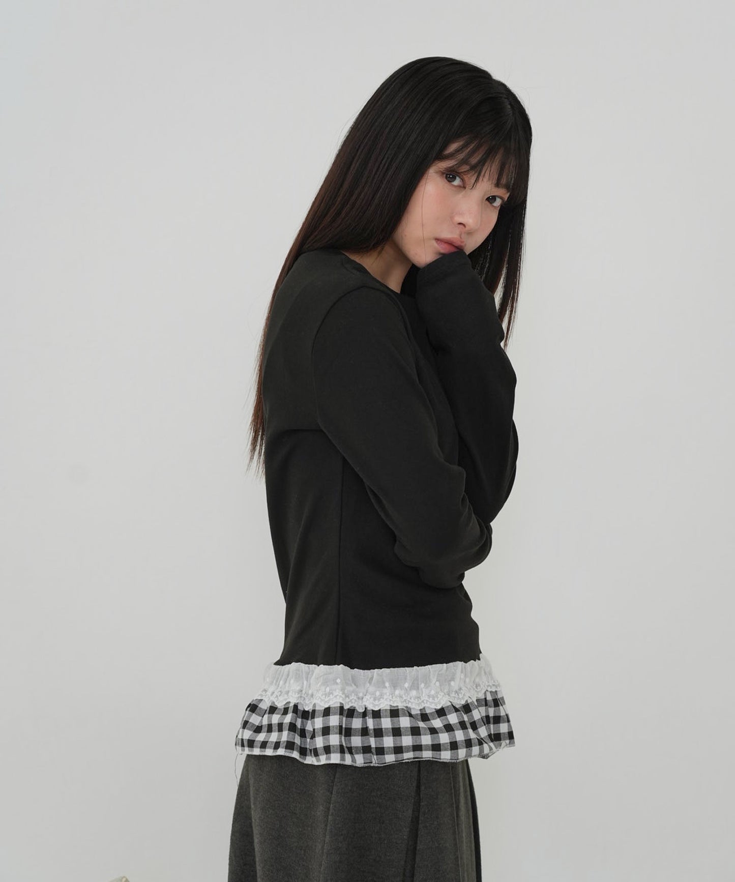 layered frill long sleeve tee