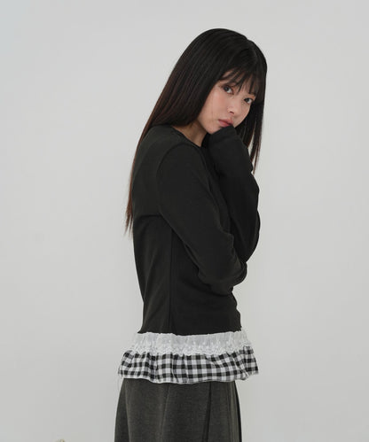 layered frill long sleeve tee