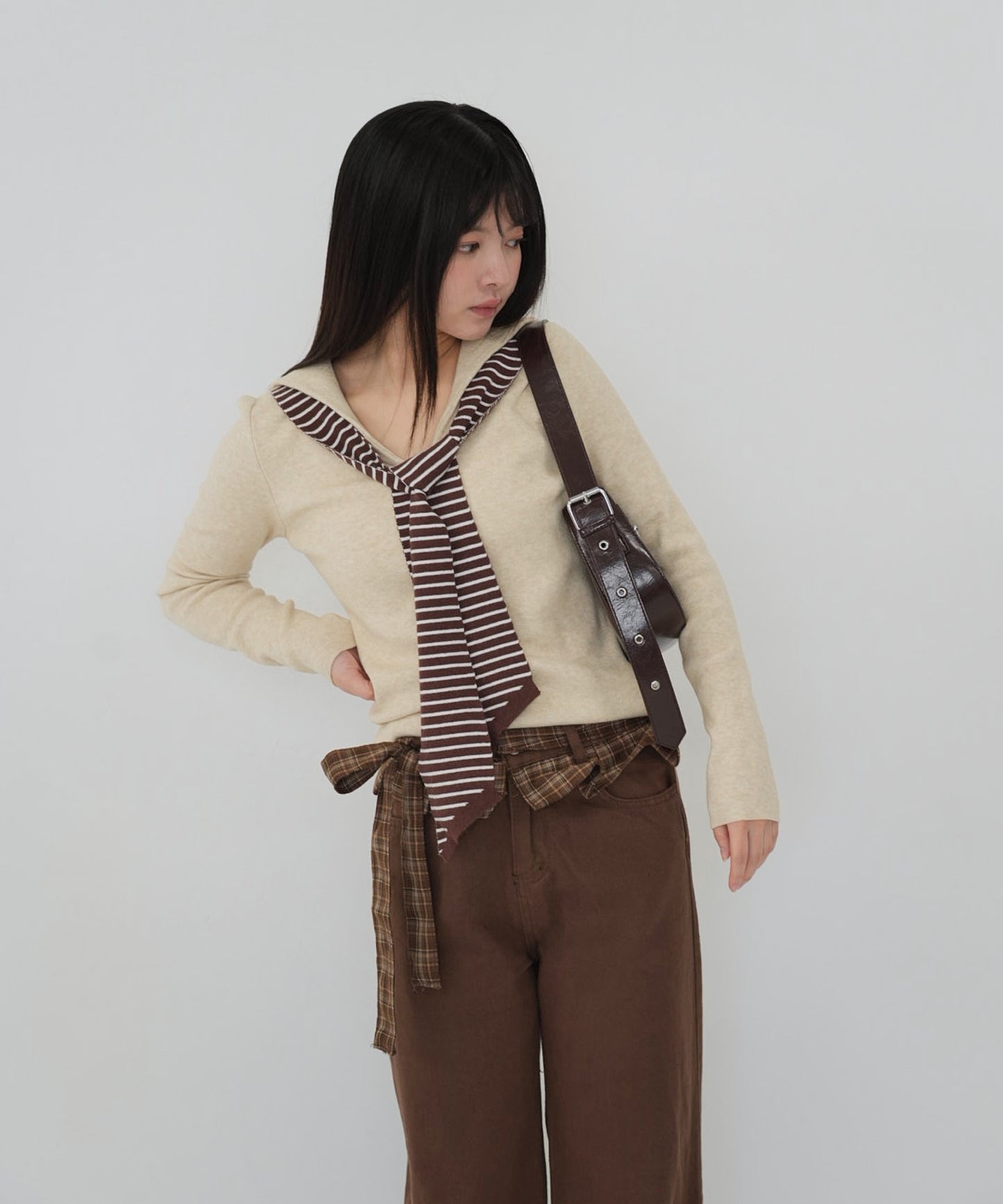 stripe tie sailor knit